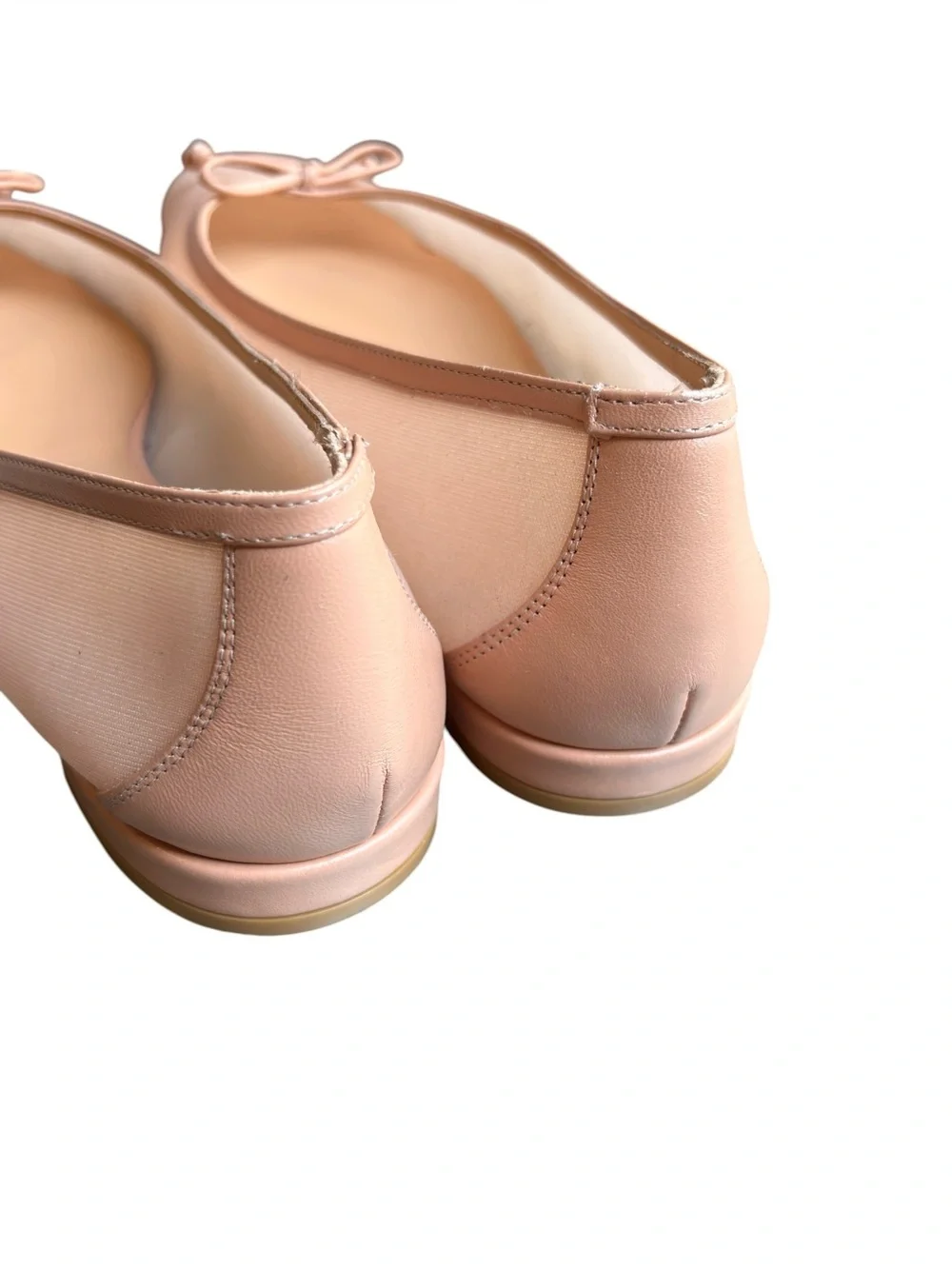 Stuart Weitzman Arabella Sheer Mesh Nude Ginger Blush Bow Ballet Flats Size 9